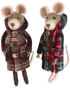 Gisela Graham - Wool Mix Dog with Antlers and Scarf Hanging Tree Decoration